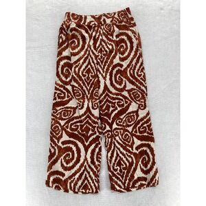 Christian Siriano Pants Womens Small Linen Blend Wide Leg Abstract Ikat Beach